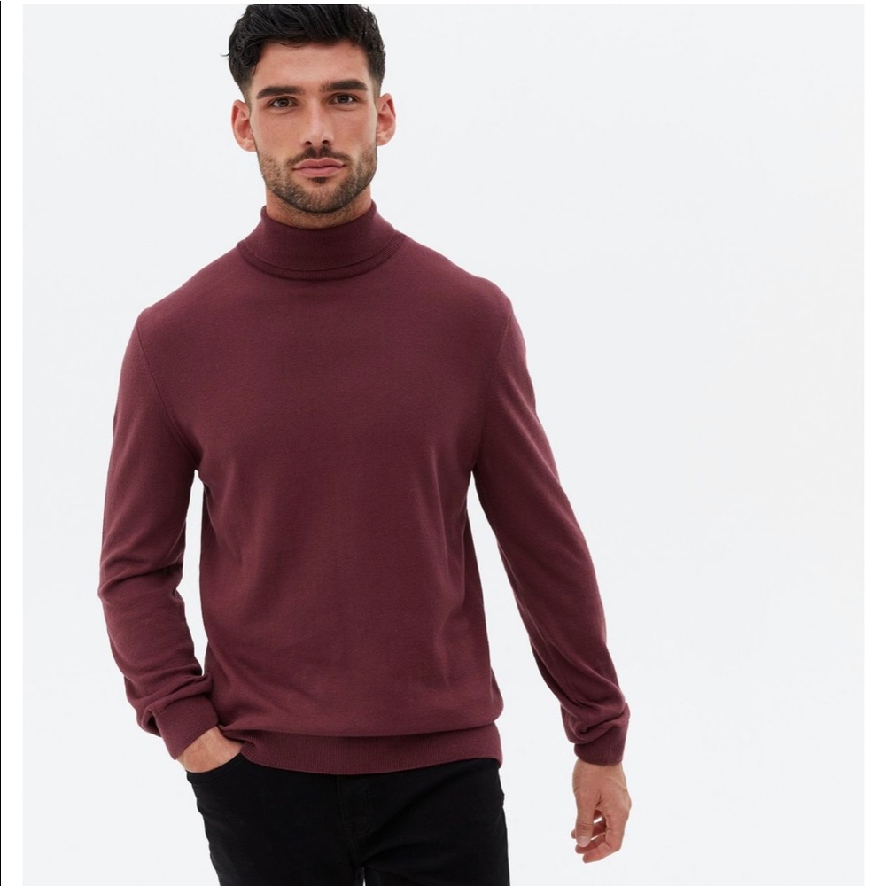 Burgundy turtleneck sweater